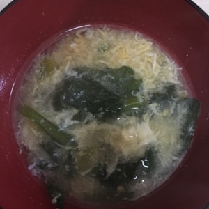 小松菜とふんわりたまごのお味噌汁♡